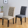 2x Fabric Dining Chair Accent Button High Back Tufted Kitchen Chairs Lounge Seat