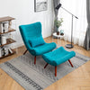 Upholstered Lounge Fabric Chair Sofa Velvet Armchair with Footstool Living Room