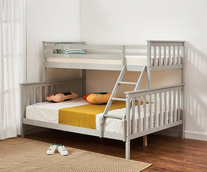 Bunk Bed Wooden Single Top Double Base Bed Pine Frame Children Bedroom Furniture