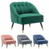 Scallop Back Armchair with Button Tufted Lounge Chair Living Bedroom Sofa Stool