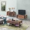 Abbey Coffee Table with 3 Drawers Rustic Industrial Oak Effect Living Room