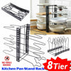 8 Tier Cupboard Kitchen Cabinet Storage Organiser Rack Stand Pan Pot Holder NEW