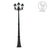 Victorian 220cm Black 3 Way Lantern Outdoor Garden Lamp Post LED Lighting IP44