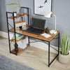 Urban Style Computer PC Desk Dressing Table BuiltIn Side Bookcase Shelves Rustic