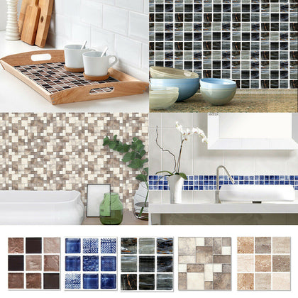 18/90pcs Kitchen Bathroom Mosaic Tile Stickers Self-Adhesive Waterproof Decal