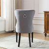 Set of 2 Grey Velvet Dining Chairs Dining Room Kitchen High Back Wooden Legs HT