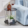 2 Tier Glass Side Table Sofa End Coffee Storage Shelf Living Room Round/Square