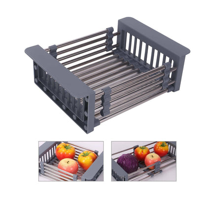 Retractable Sink Filter Rack Drain Counter Basket Kitchen Durable Dish Drainer