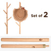 Set of 2 Wooden Wall Mounted Coat Rack Hat Stand Clothes Hanger Hooks Heavy Duty