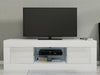 Modern 125cm TV Unit Cabinet Stand White High Gloss 2 Doors 2 Shelves LED Lights
