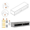 Wall Mounted Floating TV Entertainment Unit Cabinet W/ LED Lights Beton-Optik