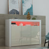 Sideboard 3 Doors Cabinet Cupboard Matt Body and High Gloss Doors RGB LED Light