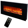 Electric Fireplace Wall Mount Fire Flicker Flame Black Glass with Remote 30"-50"