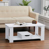 2 Tier Wooden Rectangular Coffee End Table Shelf Cocktail Table Living Room