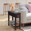 2-Tier End Table W/ Drawer & Double Shelves Narrow Tiered Nightstand for Bedroom