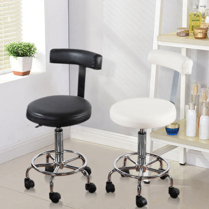 Salon Stool with Backrest Gas Lift Adjustable Swivel Barber Hairdresser Chair