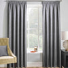 Grey Thermal Curtains Block Out Tape Top Ready Made Pencil Pleat Curtain Pairs