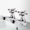 Traditional 2Taps Twin Hot Cold Mixer Tap Bath Bathroom Basin Sink Chrome Luxury