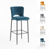 LILY VELVET BREAKFAST BAR STOOL PADDED SEAT METAL LEGS KITCHEN BAR