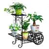 4 Tier Garden Plant Flower Pot Succulent Stand Rack Metal Holder Shelf Black