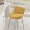 Dressing Table Stool Linen/Faux Fur Makeup Vanity Seat Chair Metal Legs Pouffe