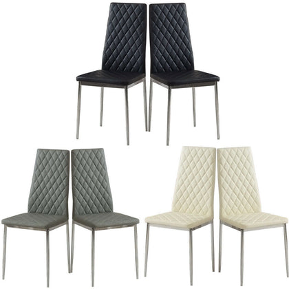 2/4pcs Kitchen Dining Room Chairs Dinning Chair PU Leather Padded Seat Metal Leg