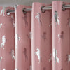 Unicorn Blackout Ready Made Curtains Pair Eyelet Kids Girl Pink Blush