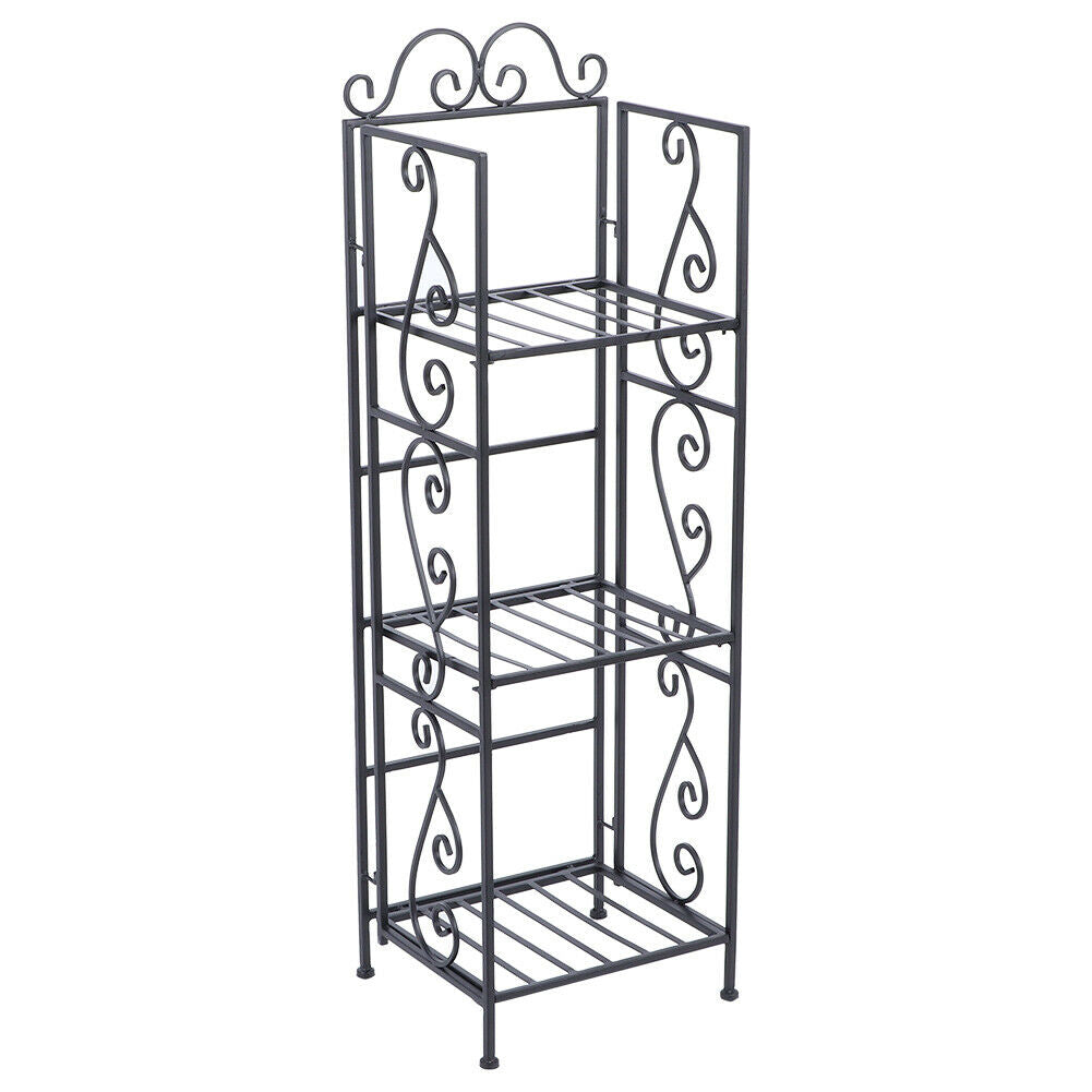 4 Tier Metal Bookcase Bookshelf Shelving Storage Rack Corner Organizer Shelf