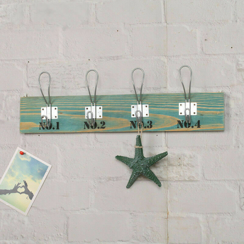 Rustic Wooden Wall Shelves Storage Compartment Shelving Vintage Cubes Coat Hook