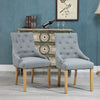 set of 2 Dining Chair Accent Chair Button Tufted Fabric Upholstered Grey Kitchen