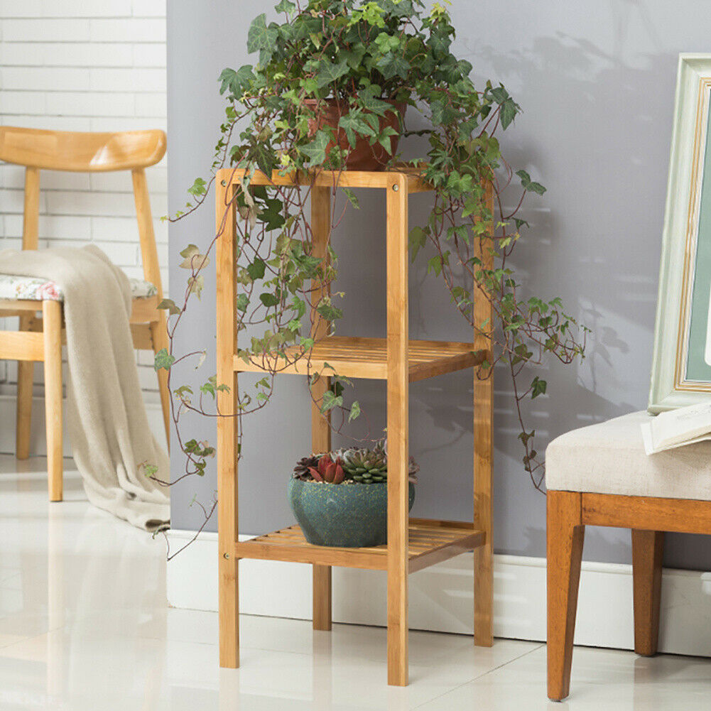 3 4 5 Tier Bamboo Wooden Rack Organiser Bath Kitchen Storage Shelves Stand Shelf