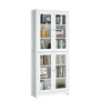 Bookcase Cabinet with 4 Glass Doors Tall Cupboard Free Standing Storage Unit
