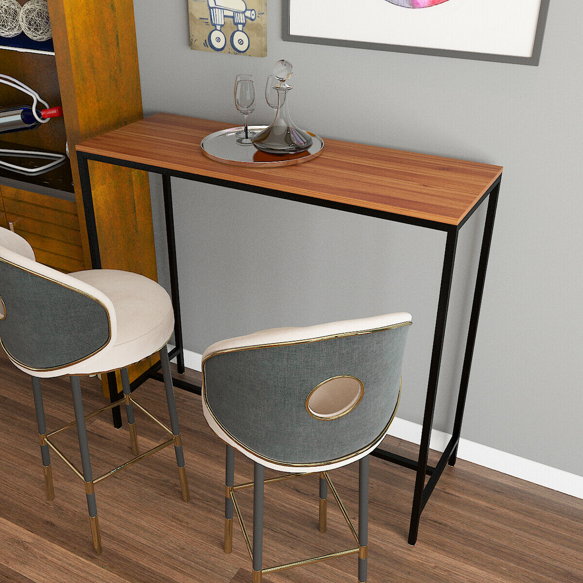 Breakfast Bar Table Kitchen Dining Table Coffee Table Metal Legs Bistro Table