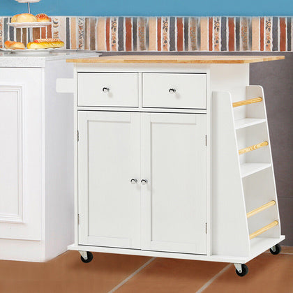 Large Kitchen Serving Trolley Rolling Bar Island Cart Cupboard Holders Wine Rack