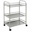 Kitchen Service Cart Trolley 3-Tier Rolling Utility Stainless Steel Frame Silver