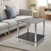 Glass End Coffee Table Shape Sofa Bed Side Table 2 Tier Living Room