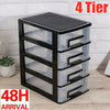4 Tier Plastic Drawer Storage Box Home Office Desktop Organiser Unit Boxes Black