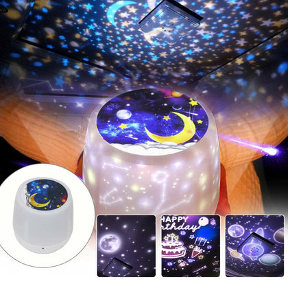 ROTATING LED LIGHT PROJECTOR KIDS BABY MOOD LAMP NIGHT XMAS GIFT STAR MOON SKY