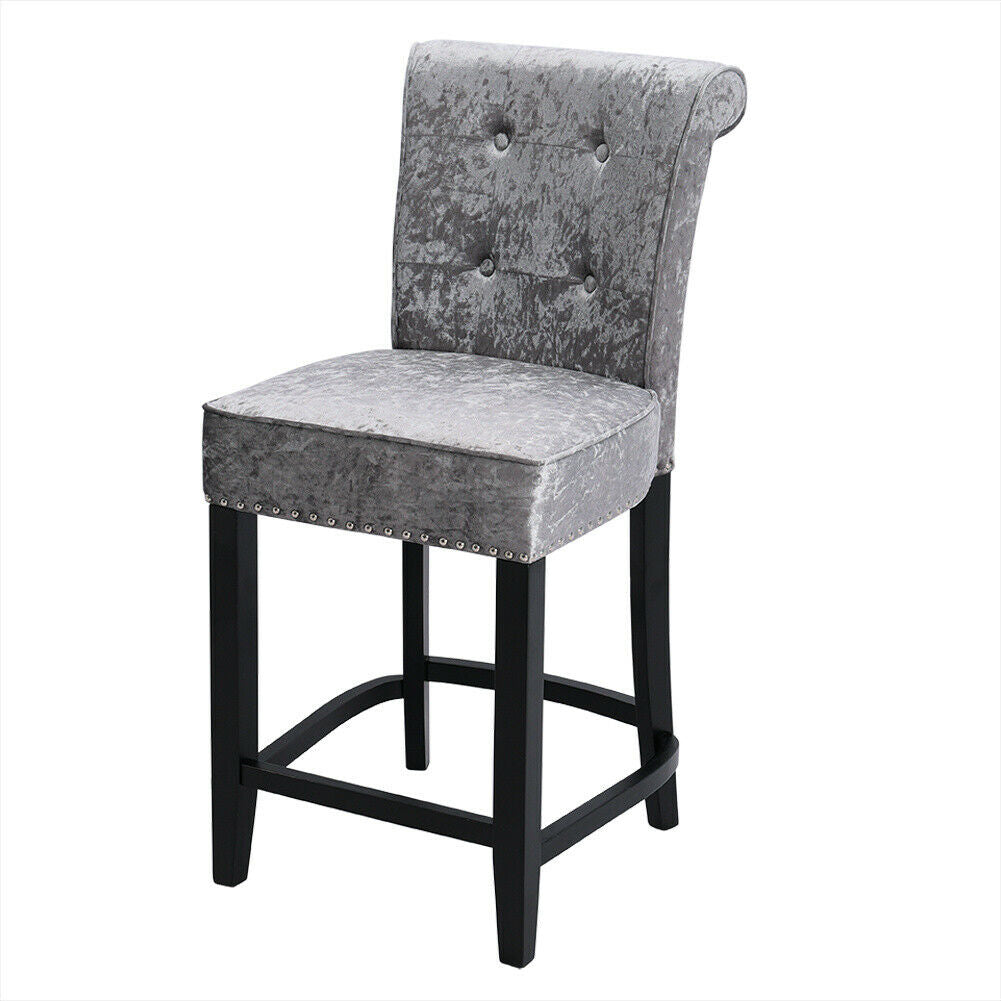 Grey Linen Fabric Breakfast Counter Chairs Bar Stools Wood Barstools Stool Chair