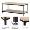 2 Tier Retro Coffee Table Rectangle Wood Living Room Tables Storage Shelf