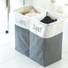 LIGHT & DARK 2 SECTION FOLDING LAUNDRY SORTER WASHING BIN BASKET STORAGE HINCH