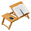 64cm Bamboo Wood Serving Breakfast Lap Tray Table Mate Bed Tray With Folding Leg