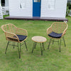 3PC PE Rattan Furniture Set Garden Outdoor 2 ArmChairs w/ Cushion 1 Coffee Table