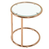 Round Coffee Table Tempered Glass Top Metal Legs Sofa Side End Table Lamp Stand