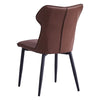 Set Of 2 Brown Faux Leather Chairs Metal Legs Soft Padded Seat Dining Room Chair