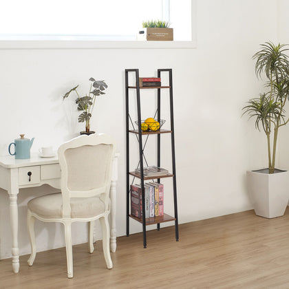 4 Tiers Ladder Shelf Storage Rack Metal Frame Display Stand Shelving Bookshelf