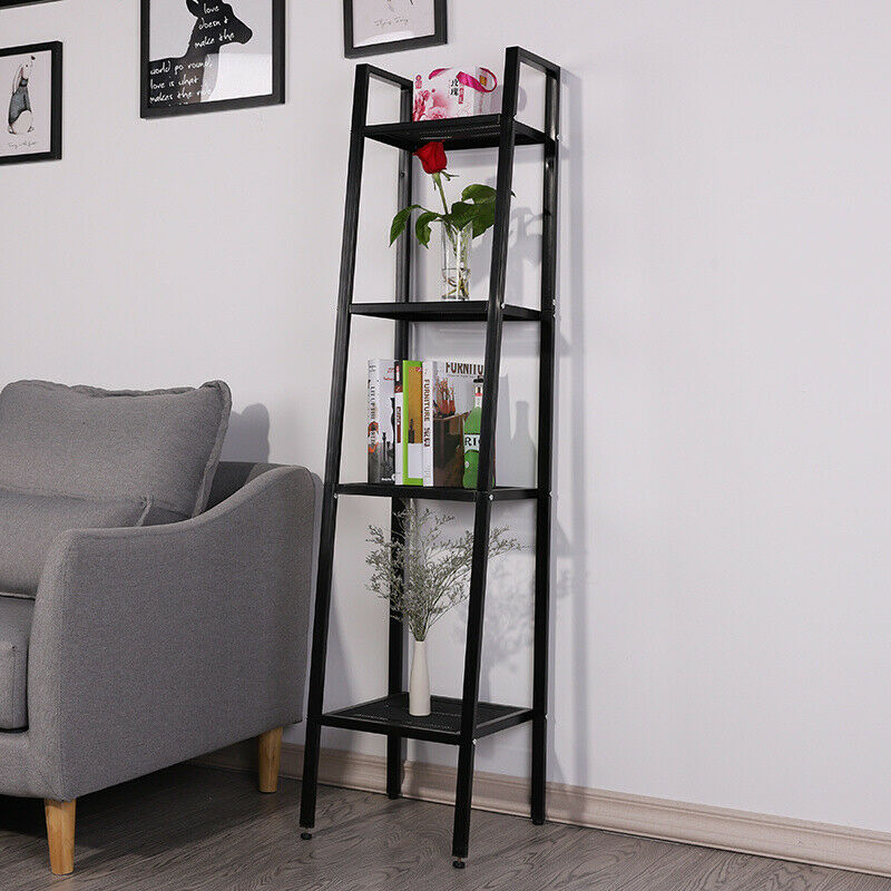 4Tier Retro Corner Ladder Shelf Book Shelves Display Stand Storage Shelving Unit