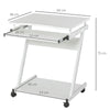 Movable Computer Desk with 4 Moving Wheels Sliding Keyboard Tray White