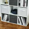 9 Cube Wooden Bookcase Shelving Unit w/ Grey Canvas Basket Display Storage Shelf