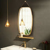 Oval Mirror Bamboo Framed Hanging with Adjustable Leather Strap Wall Mirrors New